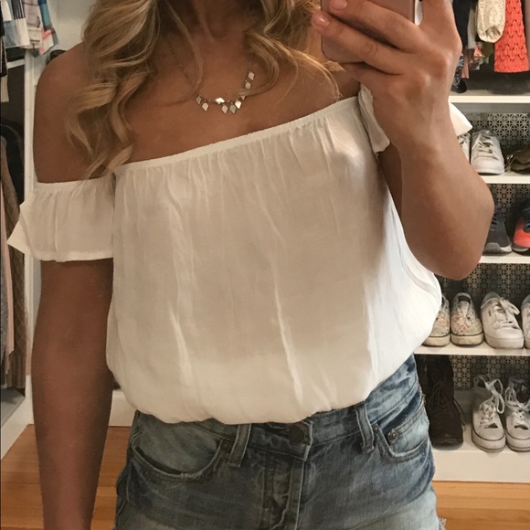 Brandy Melville Tops - White brandy Melville off the shoulder top